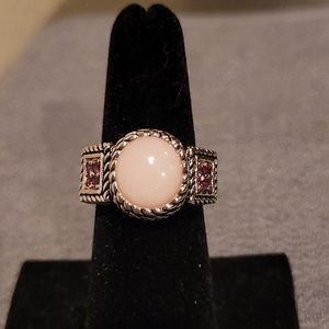 Beautiful Pink Opal & Pink Rhodolite Ring